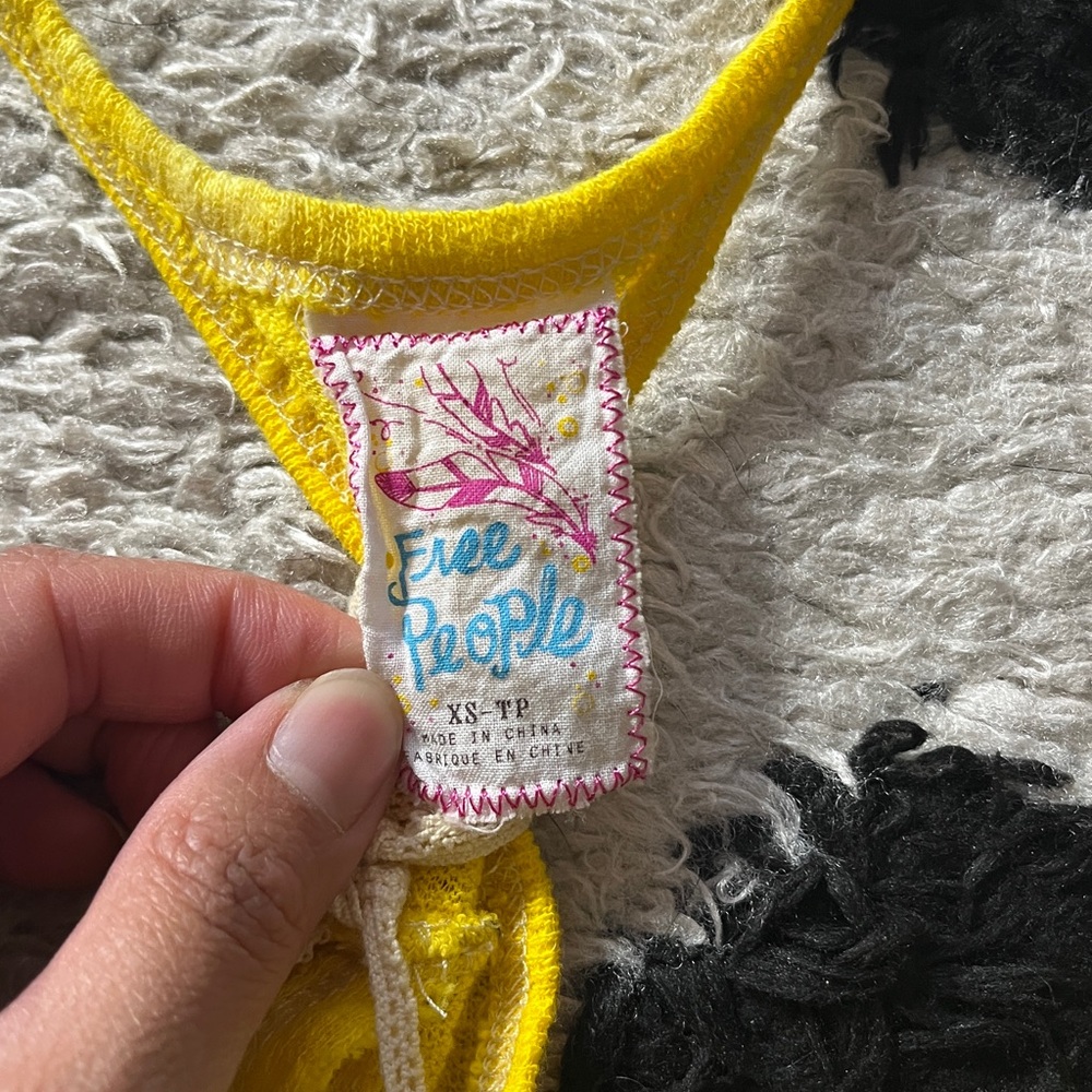Free People size xs Yellow Tank Top with Stud Detail and open flow back - Picture 2 of 13